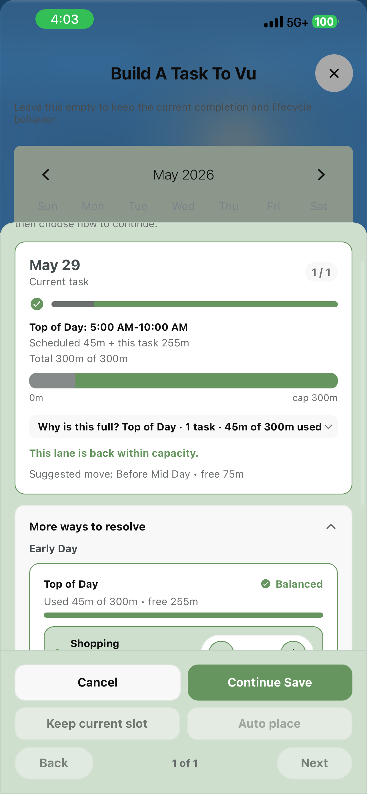 The resolution modal